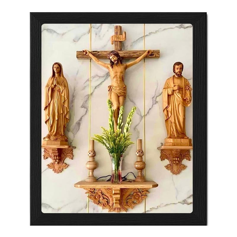 Crucifixion アー写２セット＆限定特典ビッグアー写 セット Jesus Crucifix Wall Photo Frame 8x10 Inch | Cross with Mary and